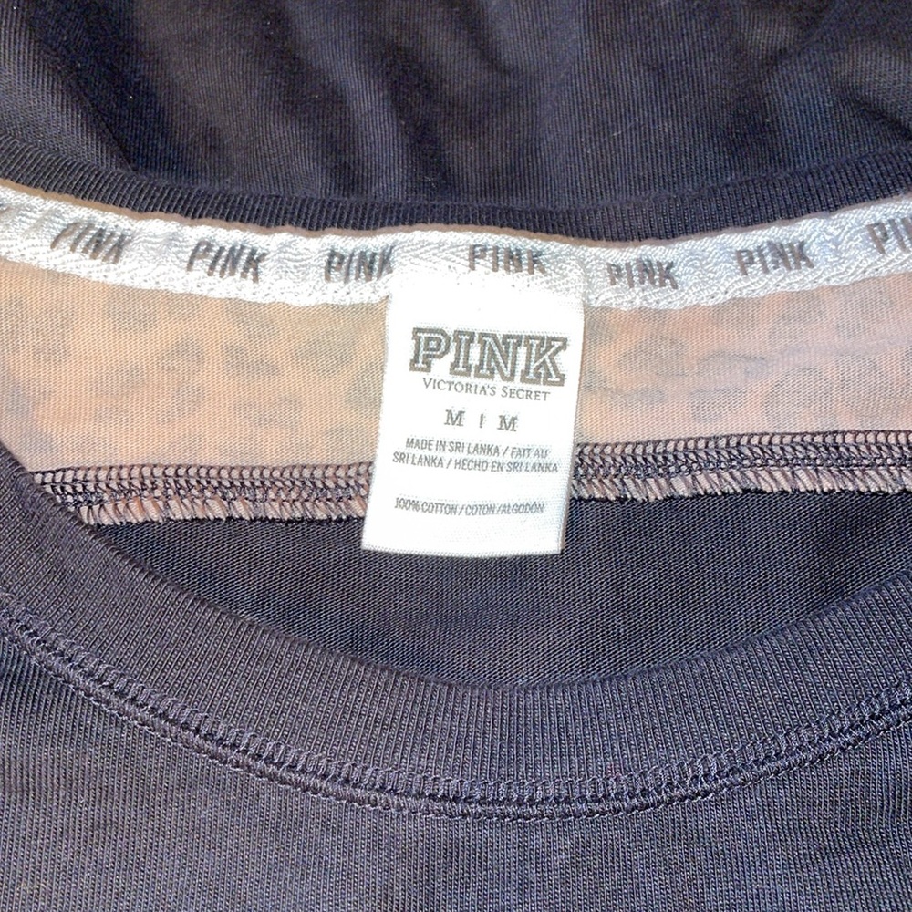PINK Victoria's Secret Black Long Sleeve Leopard Print Tee - Picture 3 of 5